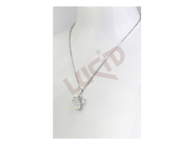 Pendant Angel on chain with gem - rhodium