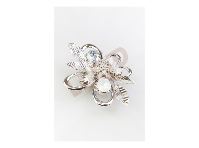 Brooche - flower with cut stones - rhodium