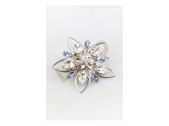 Brooche - snowflake with cut stones - rhodium